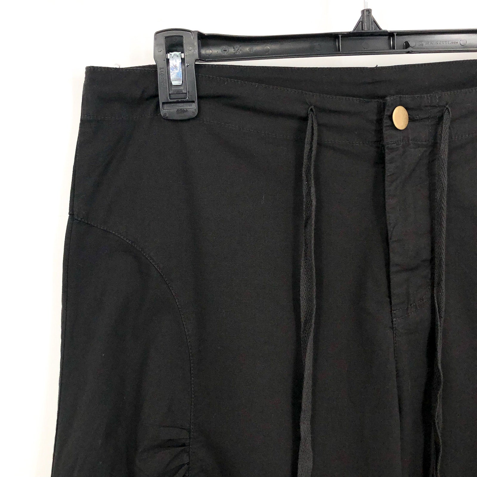 XCVI Women's Cargo Gaucho Crop Pants Medium Black Lagenlook Flare Wide Leg NWT
