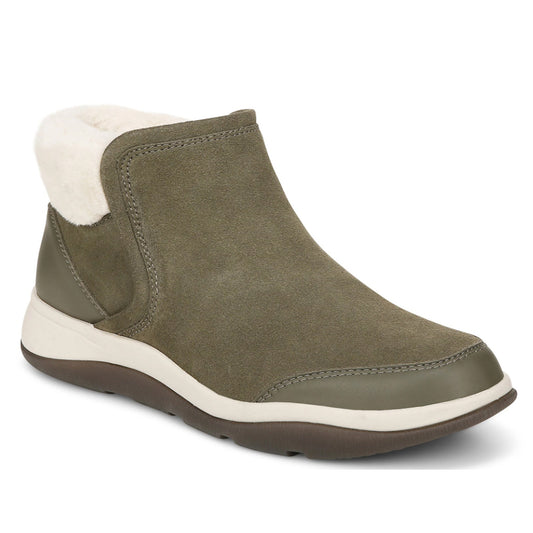 Vionic Womens Norwood Ankle Booties US 8 M Olive Green Suede Water Repellent NIB