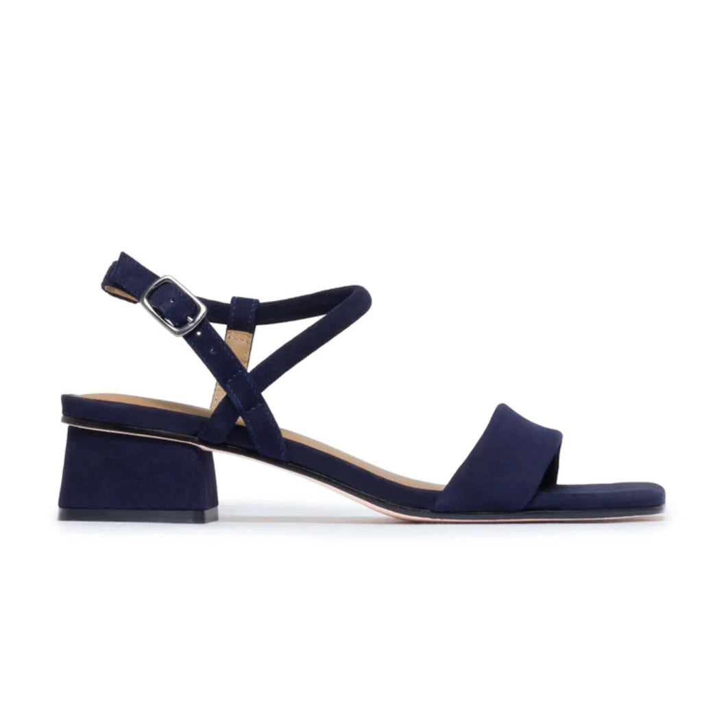 Bernardo Womens Josei Heeled Sandal US 11 Navy Blue Suede Leather NIB