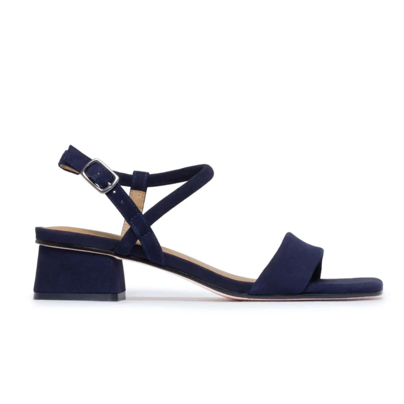 Bernardo Womens Josei Heeled Sandal US 11 Navy Blue Suede Leather NIB