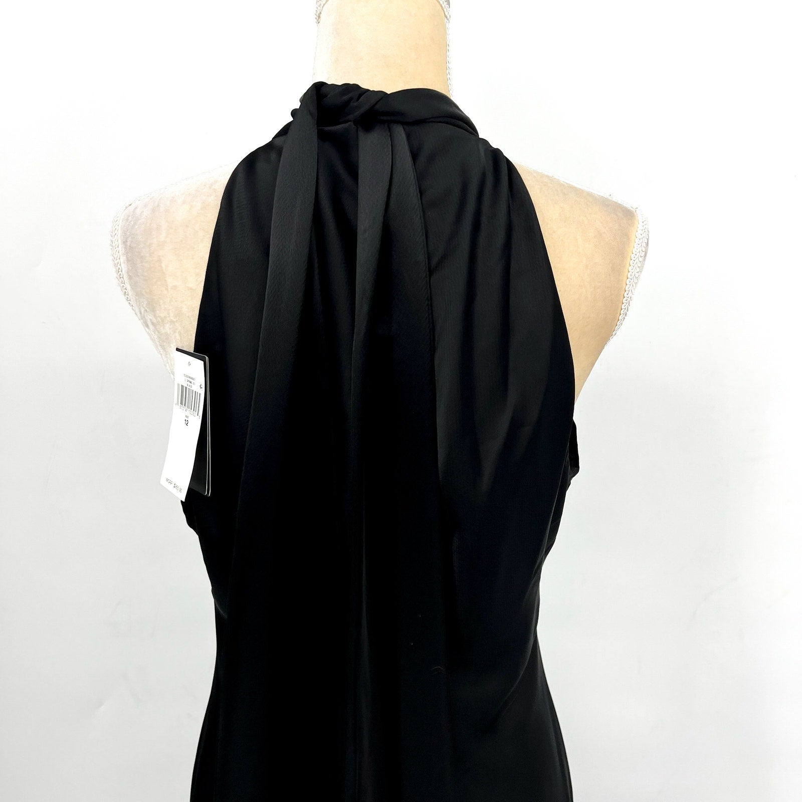 LAUREN RALPH LAUREN Satin Charmeuse Cocktail Dress Size 12 Black Halter NWT