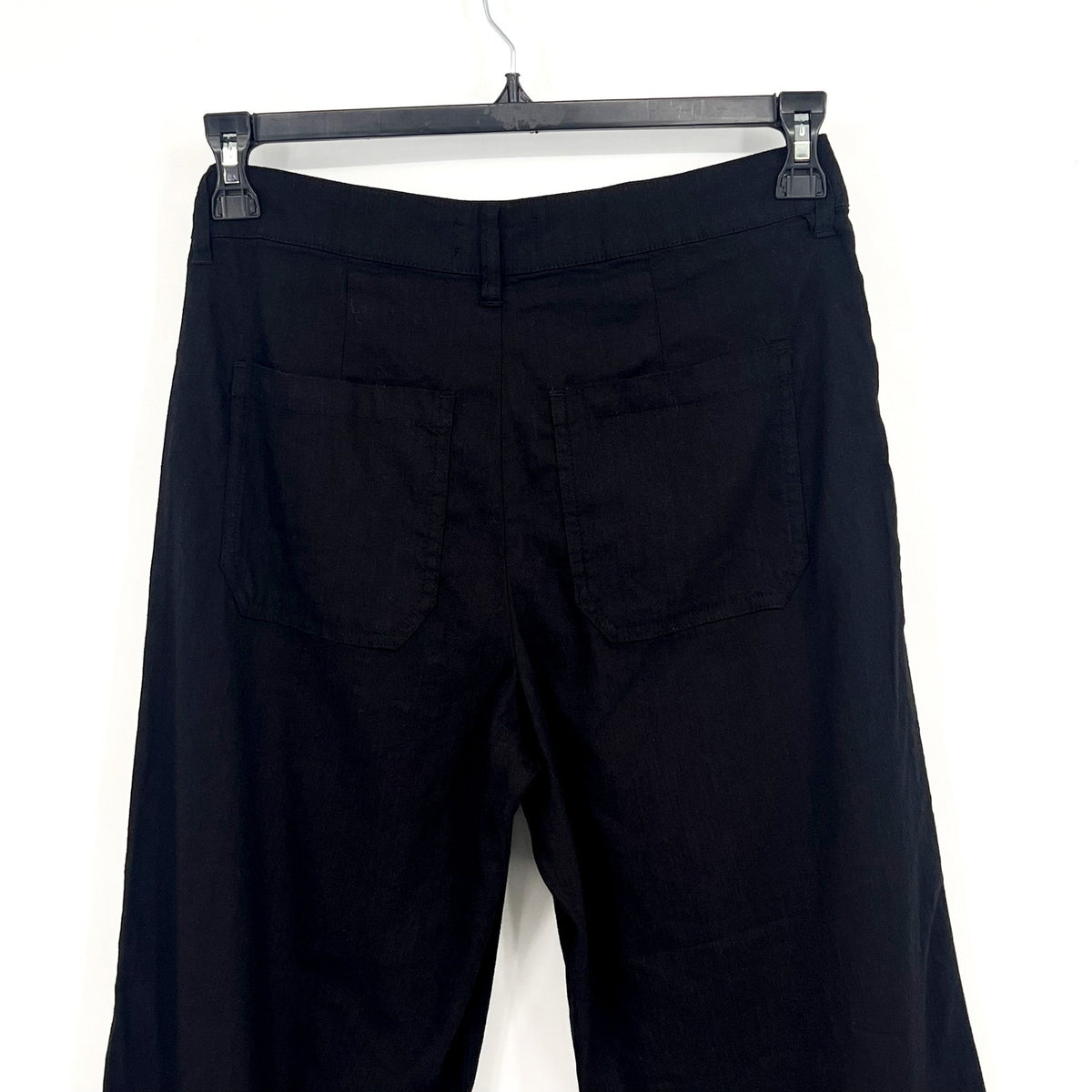 KUT FROM THE KLOTH Topaz Crop Wide Leg Pants Size 4 Petite Black Linen NWOT