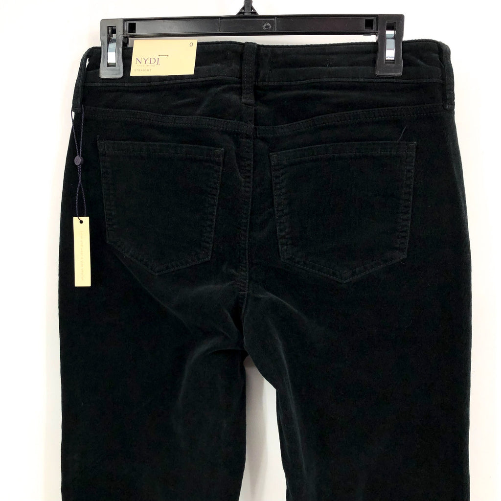 NYDJ Women's Marilyn Straight Jeans Size 0 Black Corduroy Stretch 30" Inseam NWT