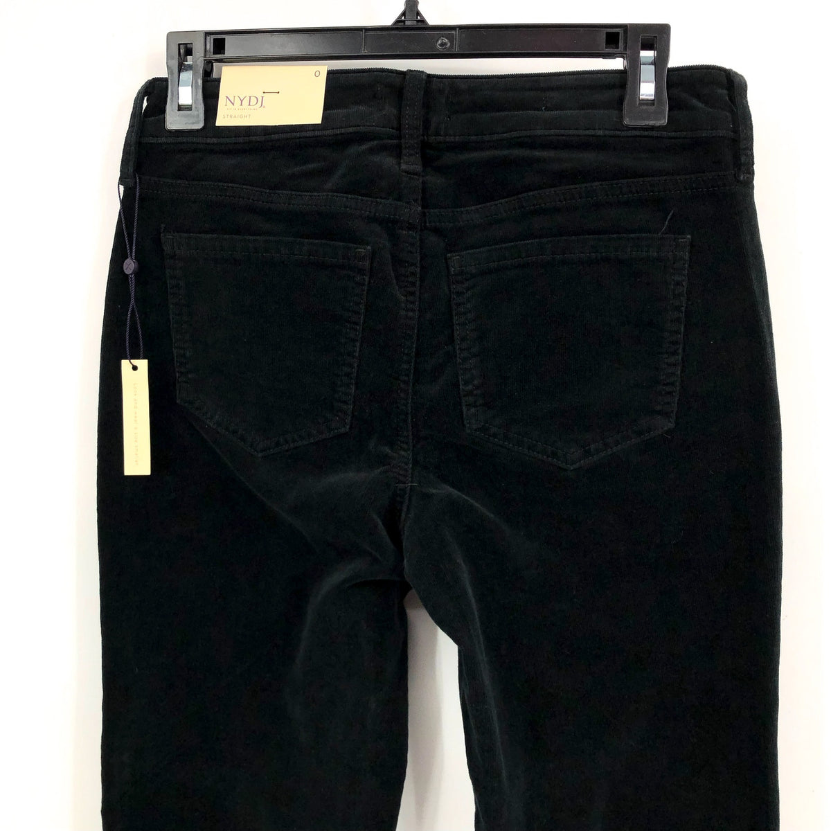 NYDJ Women's Marilyn Straight Jeans Size 0 Black Corduroy Stretch 30" Inseam NWT