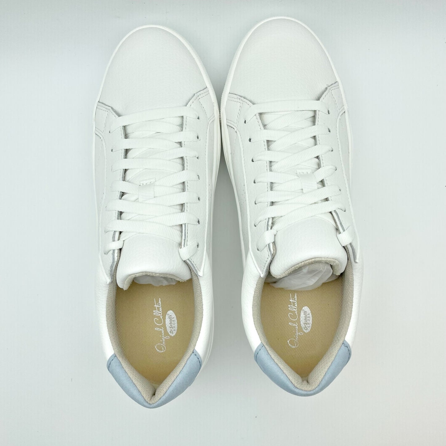 Dr. Scholls Womens Take it Easy Platform Sneaker Size 10 White Blue Leather NIB