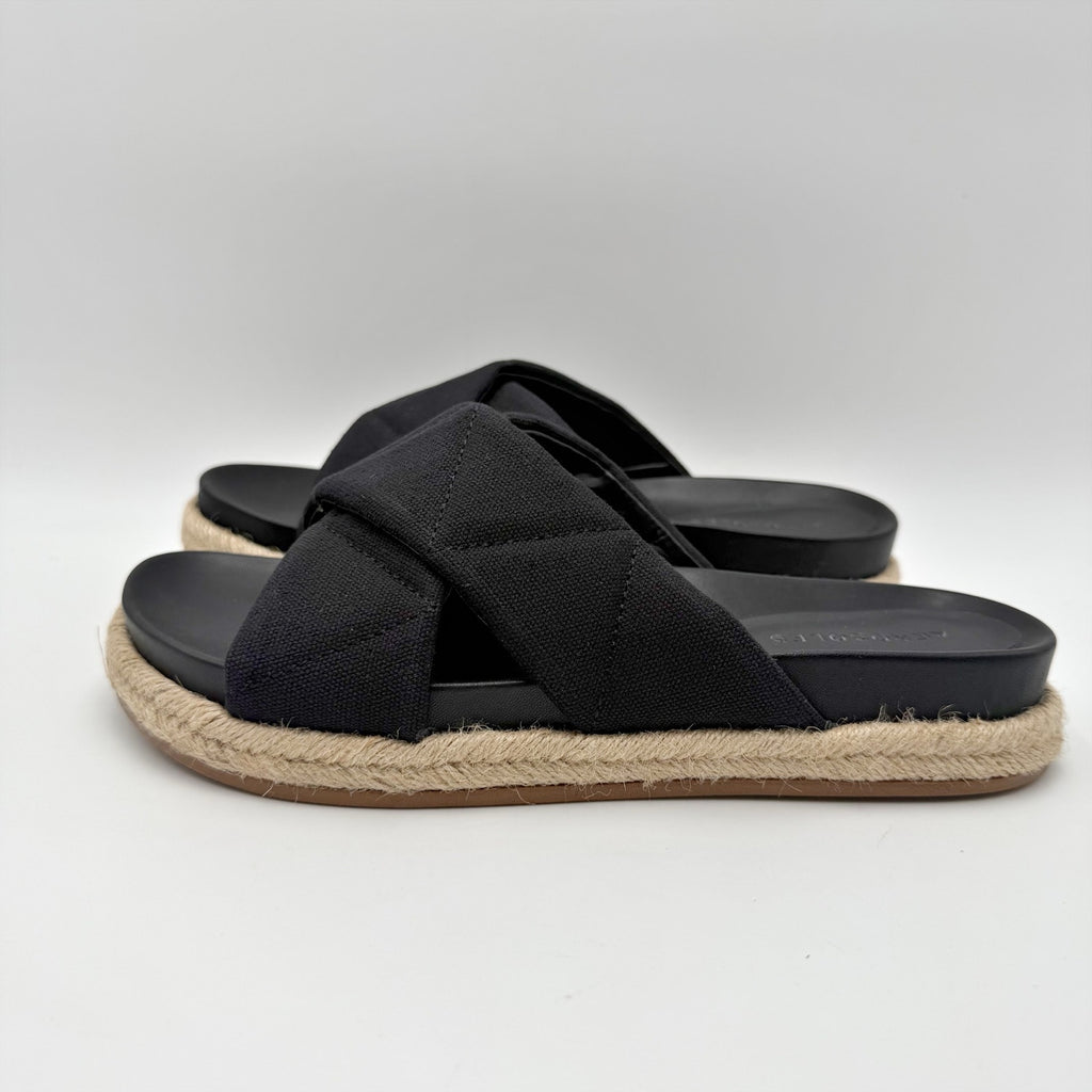 Aerosoles Womens Linney Slide Sandals Size 8.5 M Black Canvas NWOB