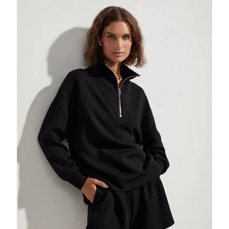 VARLEY Women's Hawley Half Zip Sweatshirt Small Black DoubleSoft NWT