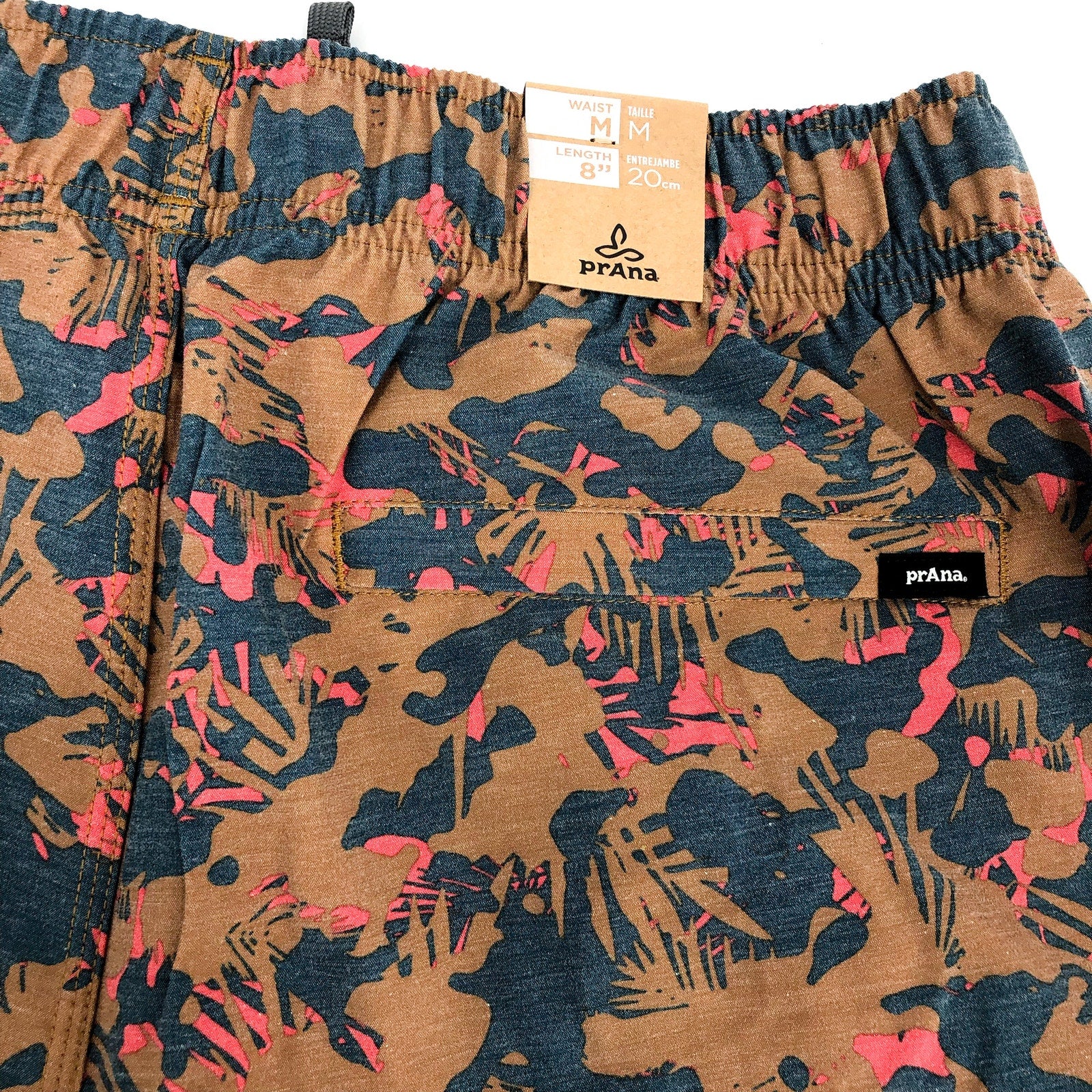 PRANA Men's Metric Board Short Medium Brown Fresca Camo 8" Inseam NWT