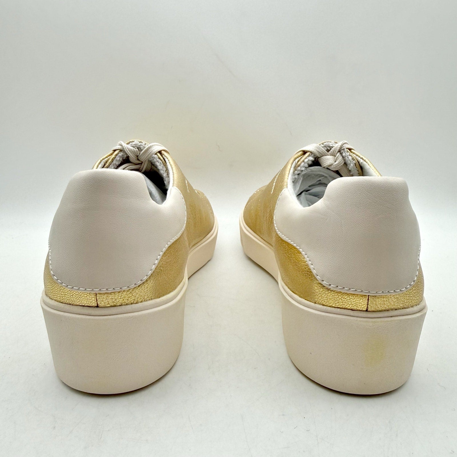 Naturalizer Womens Morrison 2.0 Platform Sneaker US 7.5 Wide Gold Leather NWOB