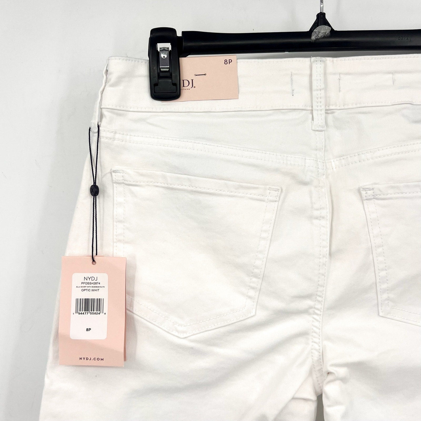 NYDJ Womens Ella Denim Shorts Size 8 PETITE Optic White 8" Inseam NWT