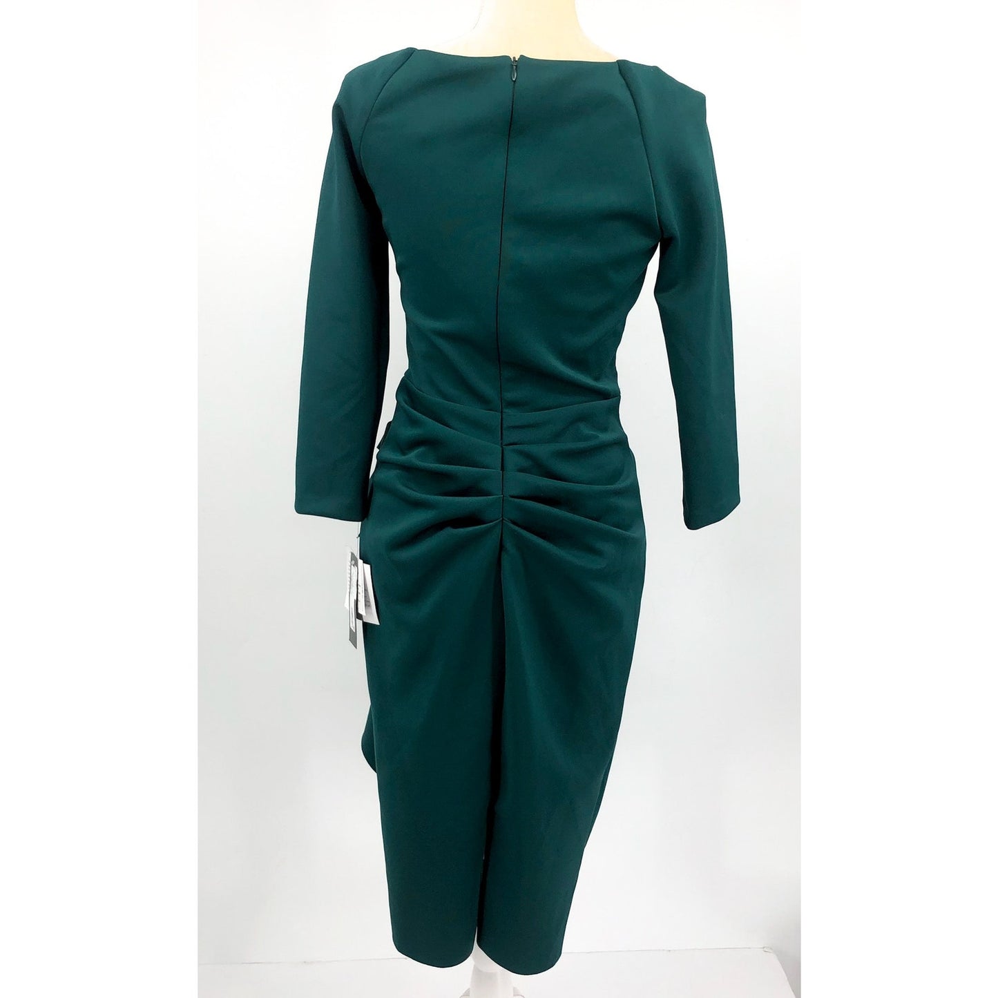 ALEX EVENINGS Allie Short Scuba Dress Size 6 Hunter Green Ruffle Long Sleeve NWT