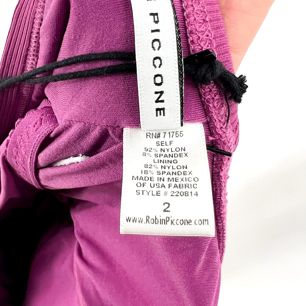 ROBIN PICCONE Amy One Piece Swimsuit Size 2 Purple Lotus High Neck Open Back NWT