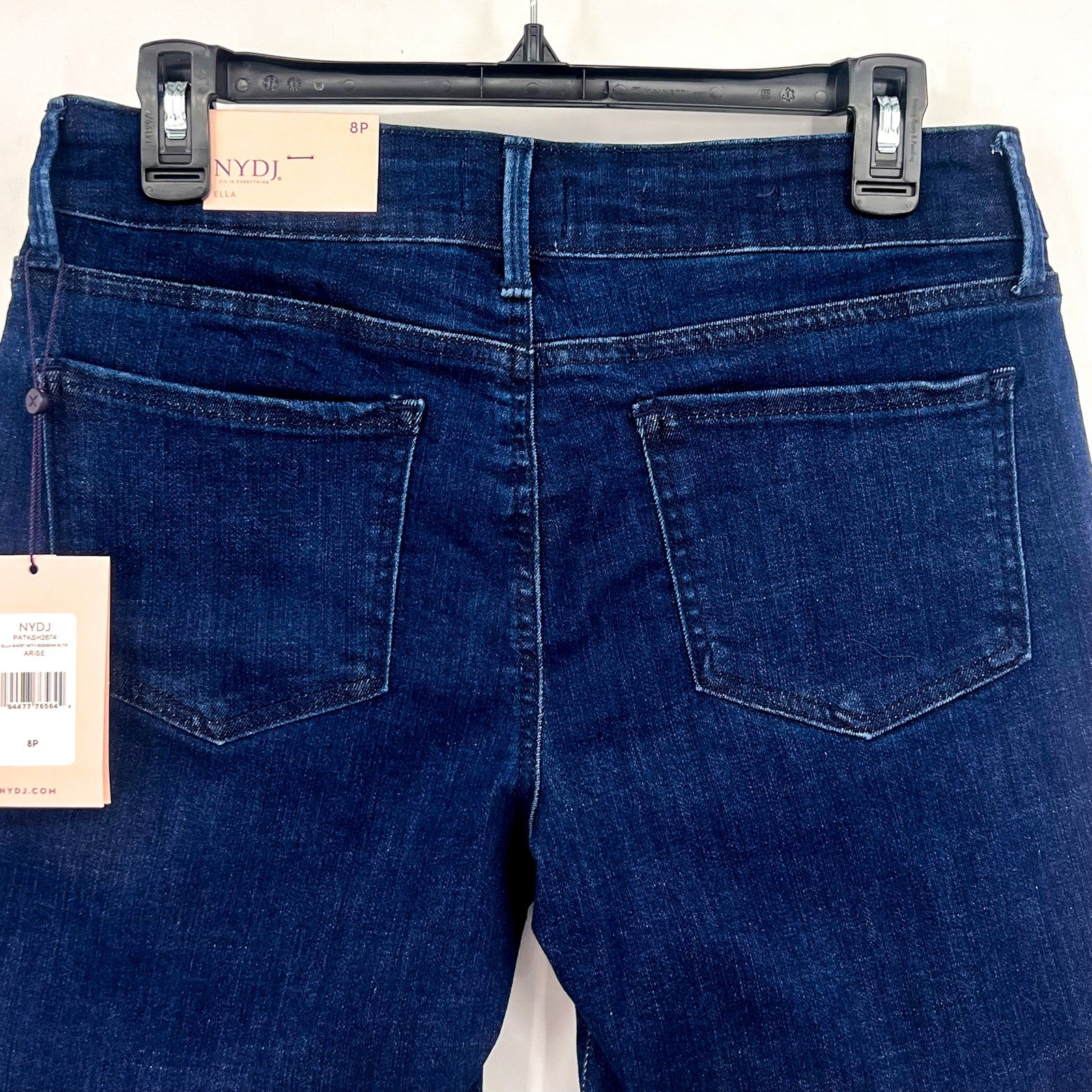 NYDJ Womens Ella Denim Shorts Size 8 PETITE Dark Blue Arise 8" Inseam NWT