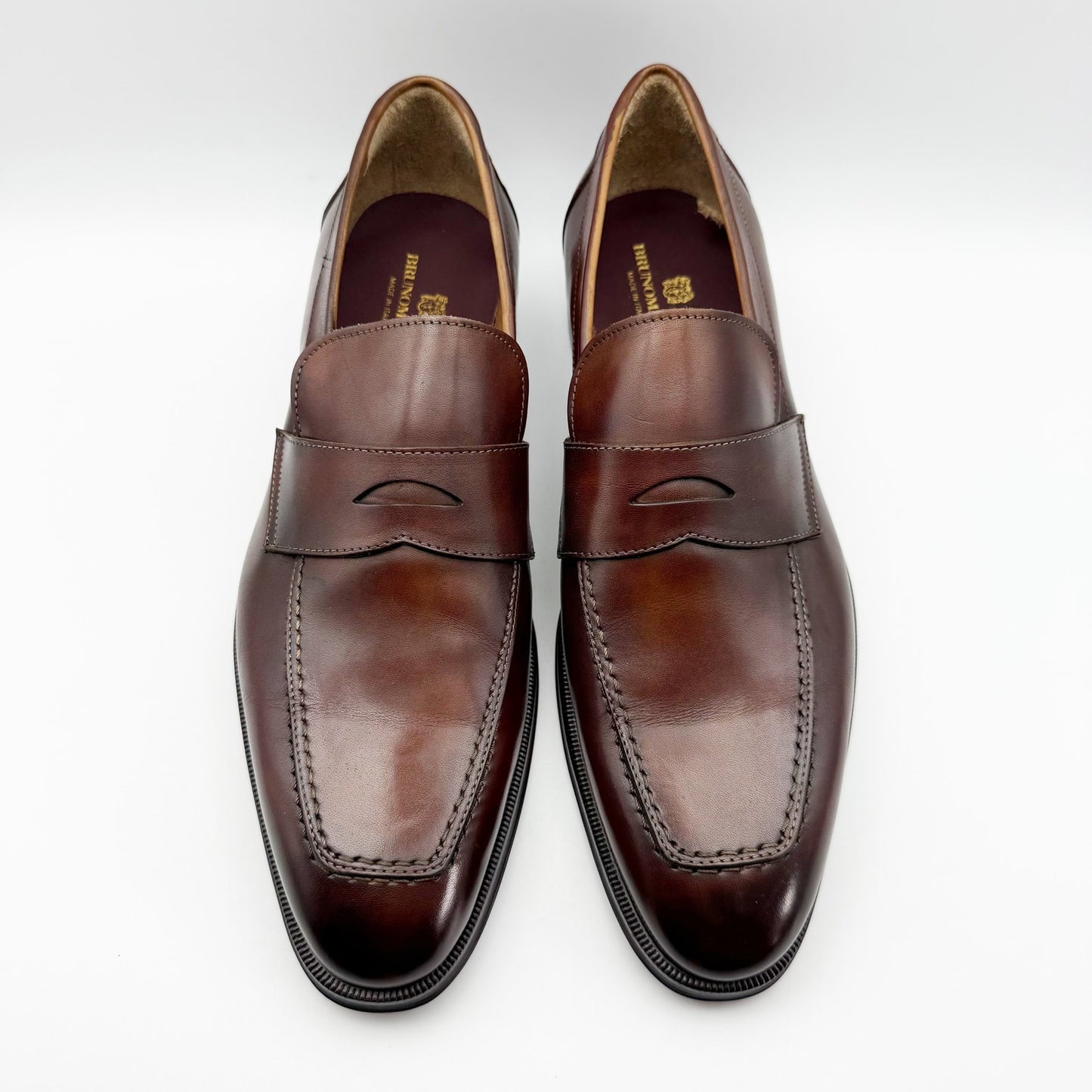 Bruno Magli Mens Nathan Penny Loafers US 11 EU 44 Brown Leather NIB