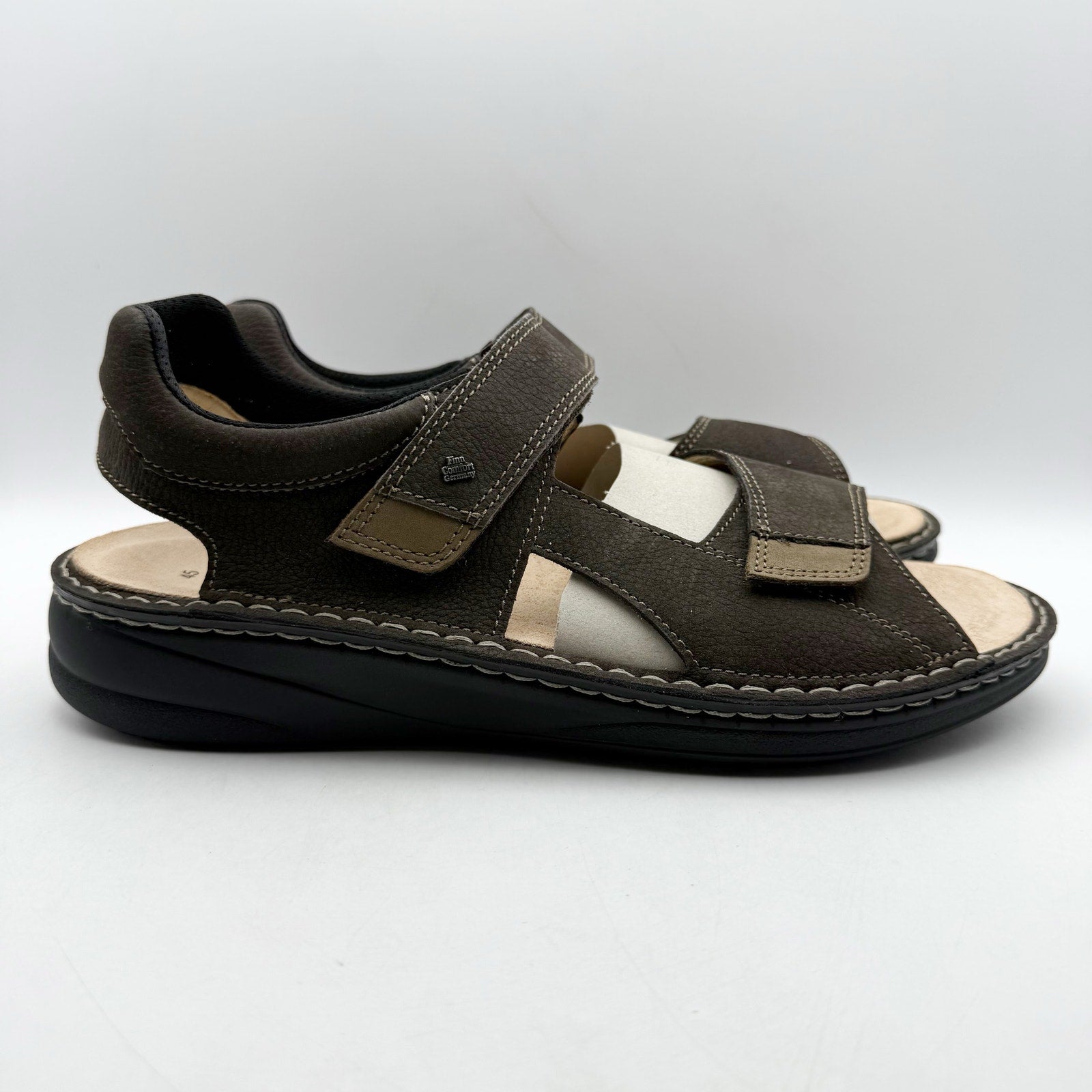 Finn Comfort Womens Skiathos Sandals EU 45 US 11 Brown Nubuck Leather NIB
