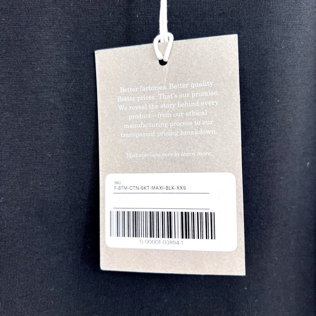 EVERLANE Women's The Dream Maxi Skirt XXS Black Stretch High Waisted NWT