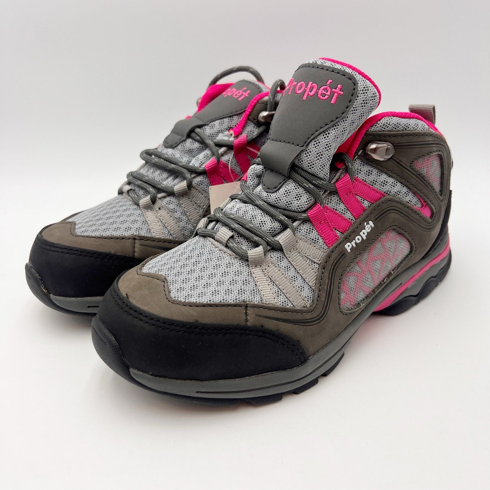 Propet Womens Peak Hiking Shoes Size 6 Grey Berry Suede Waterproof Boots NWOB