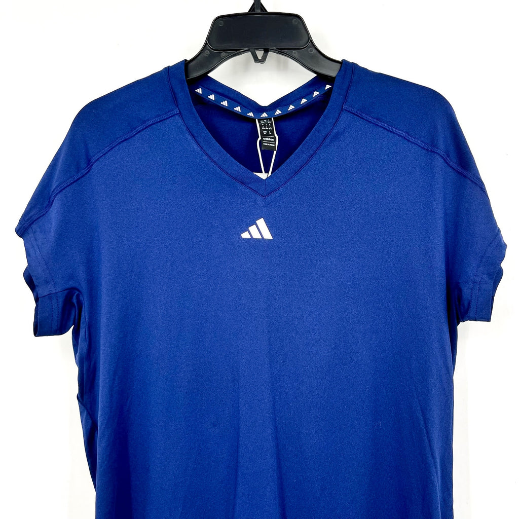 ADIDAS Women's Train Essentials V-Neck Tee Large Dark Blue Short Sleeve NWT
