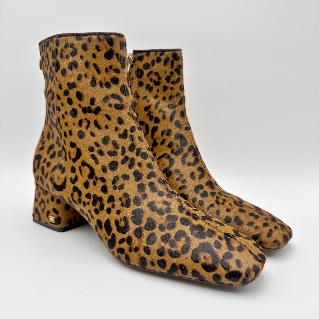 Sam Edelman Womens Paige 2 Ankle Booties Size 8.5 M Leopard Print Leather NWOB