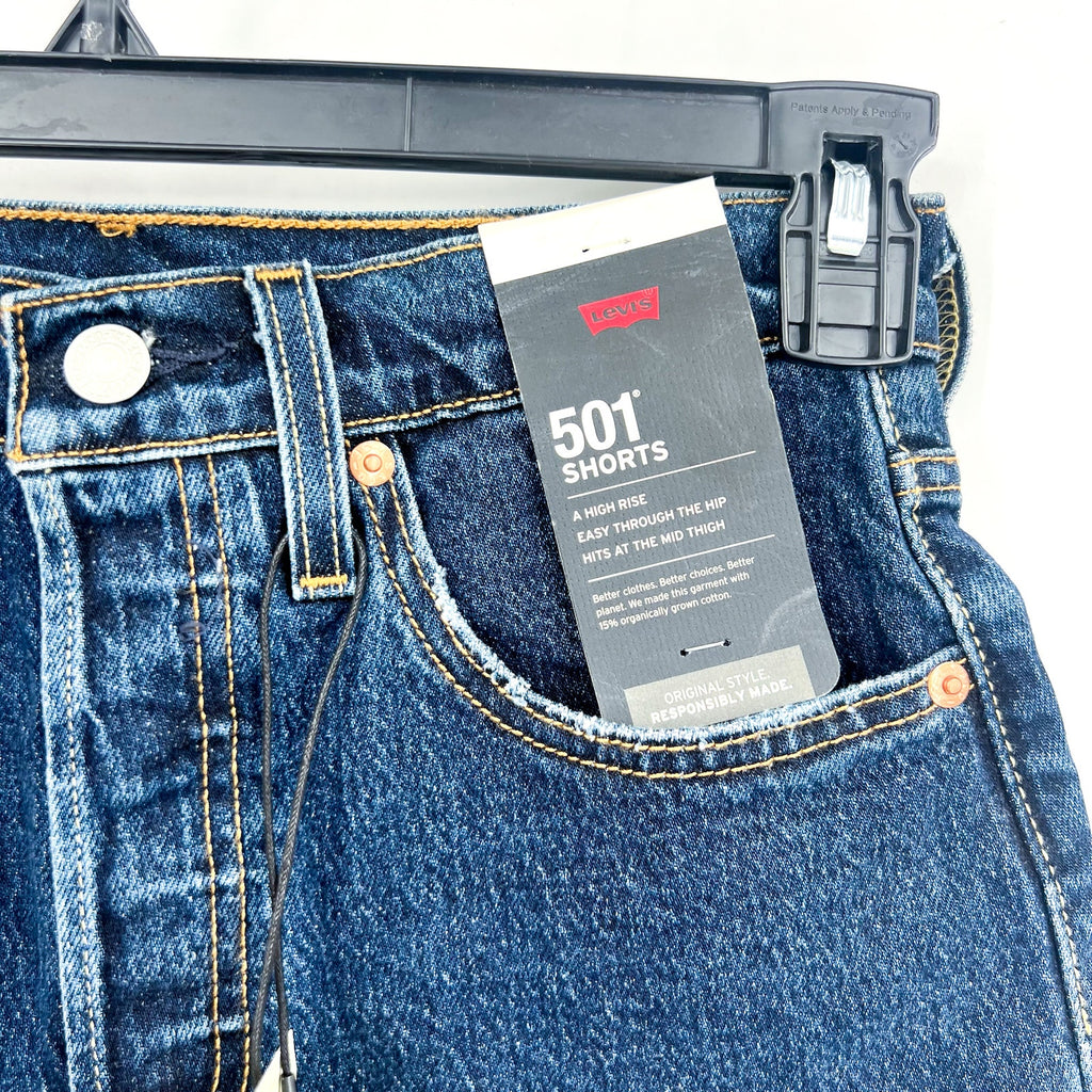 LEVIS Womens 501 Mid Thigh Long Jean Shorts Size 26 US 2/4 Blue 858330019 NWT