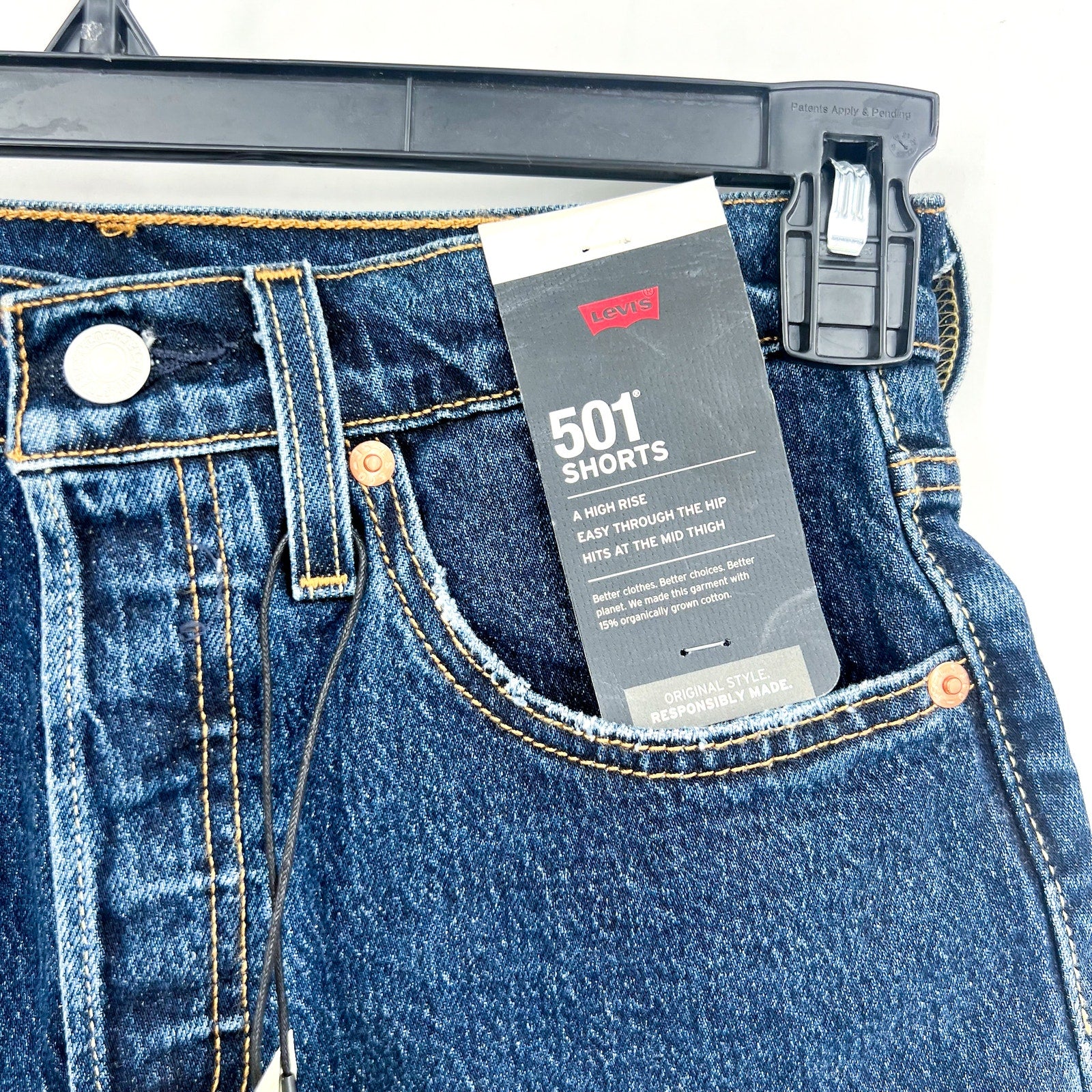 LEVIS Womens 501 Mid Thigh Long Jean Shorts Size 26 US 2/4 Blue 858330019 NWT