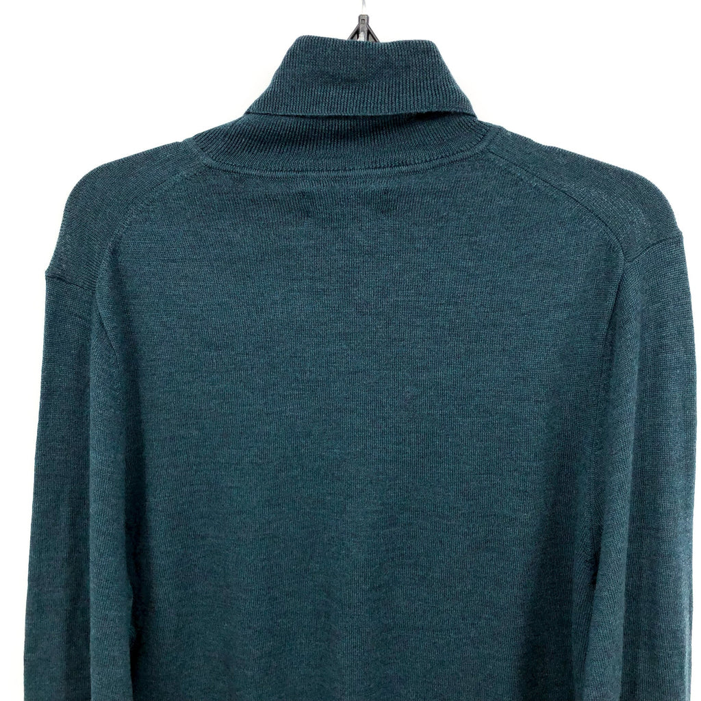 NORDSTROM Men's Turtleneck Sweater Large Teal Green Merino Wool Washable NWT