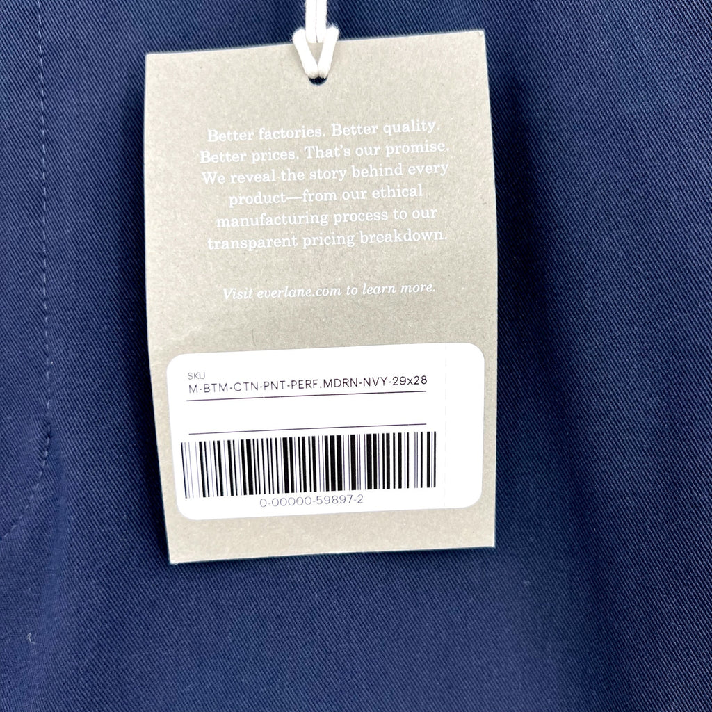 EVERLANE Men's The Performance Chino Pants 29x28 Navy Blue Modern Fit NWT