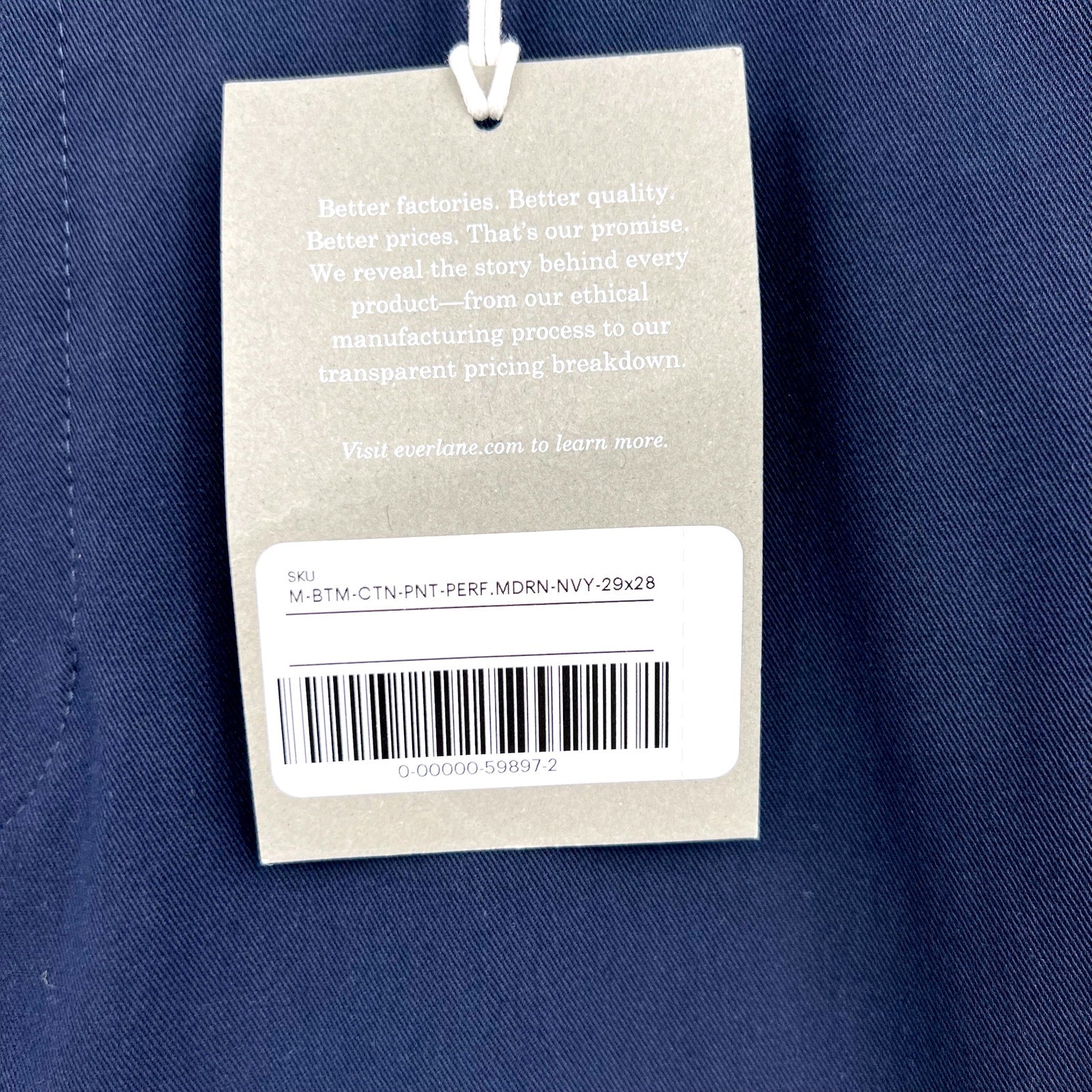 EVERLANE Men's The Performance Chino Pants 29x28 Navy Blue Modern Fit NWT