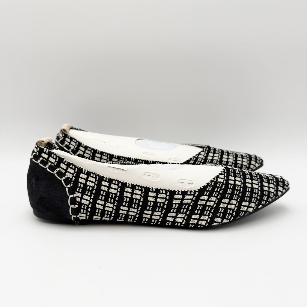 MIA Womens Lissy Fly Ballet Flats Size 6.5 M Black White Plaid Knit NWOB