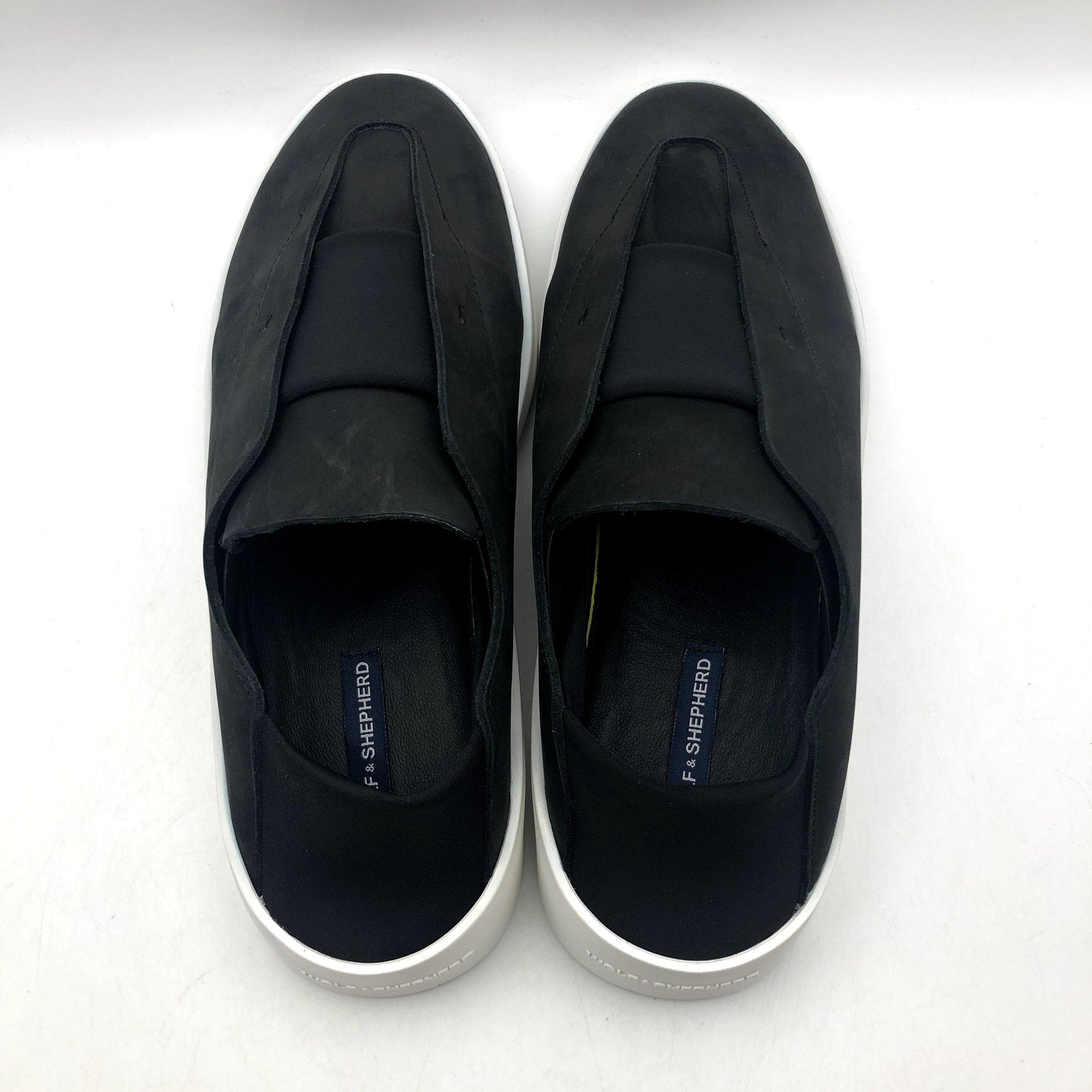 Wolf & Shepherd Cruise Ace Slip On Sneaker Mens 7.5 Womens 9 Black Leather NIB