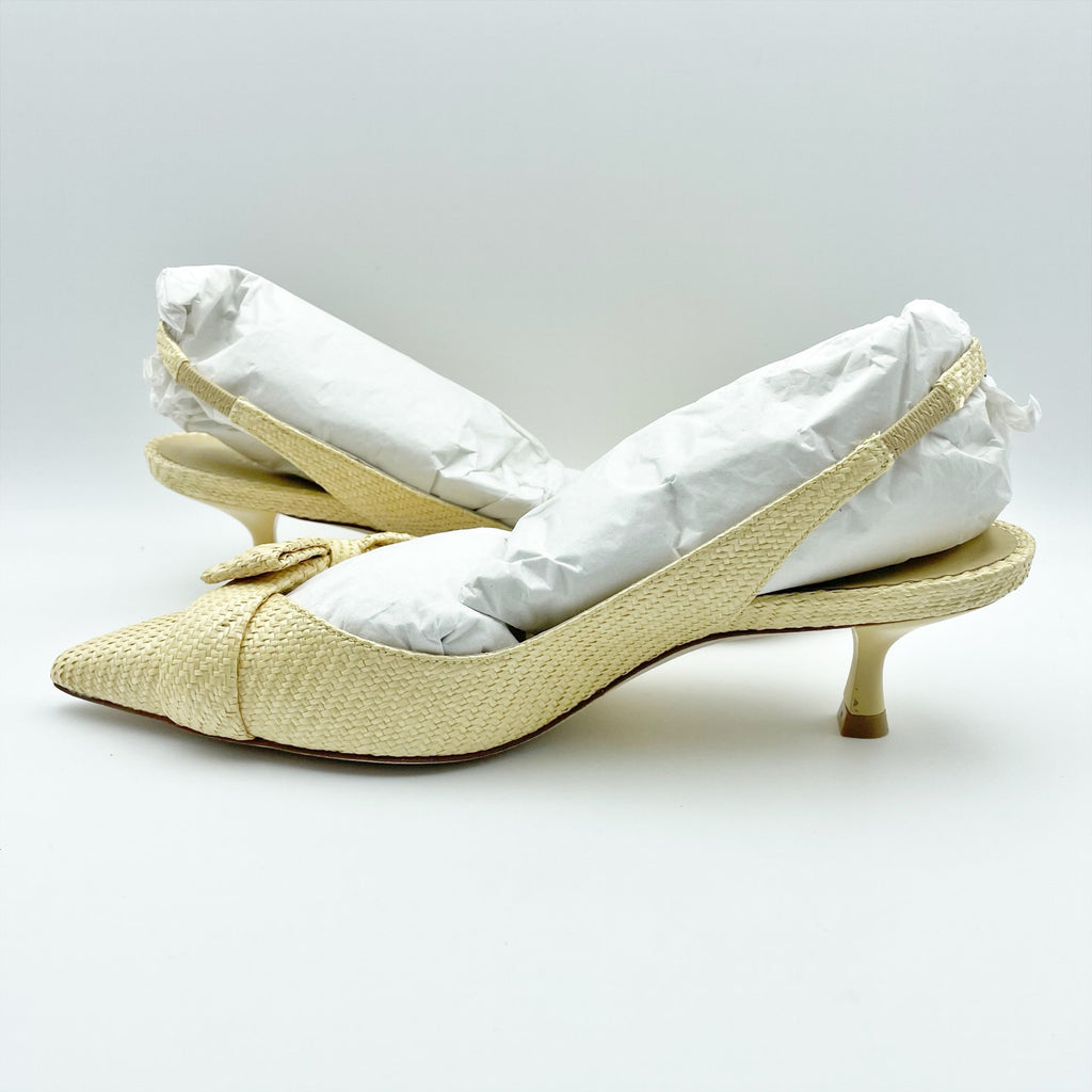 Stuart Weitzman Womens Sofia 50 Slingback Heels US 7.5 B EU 38 Beige NIB