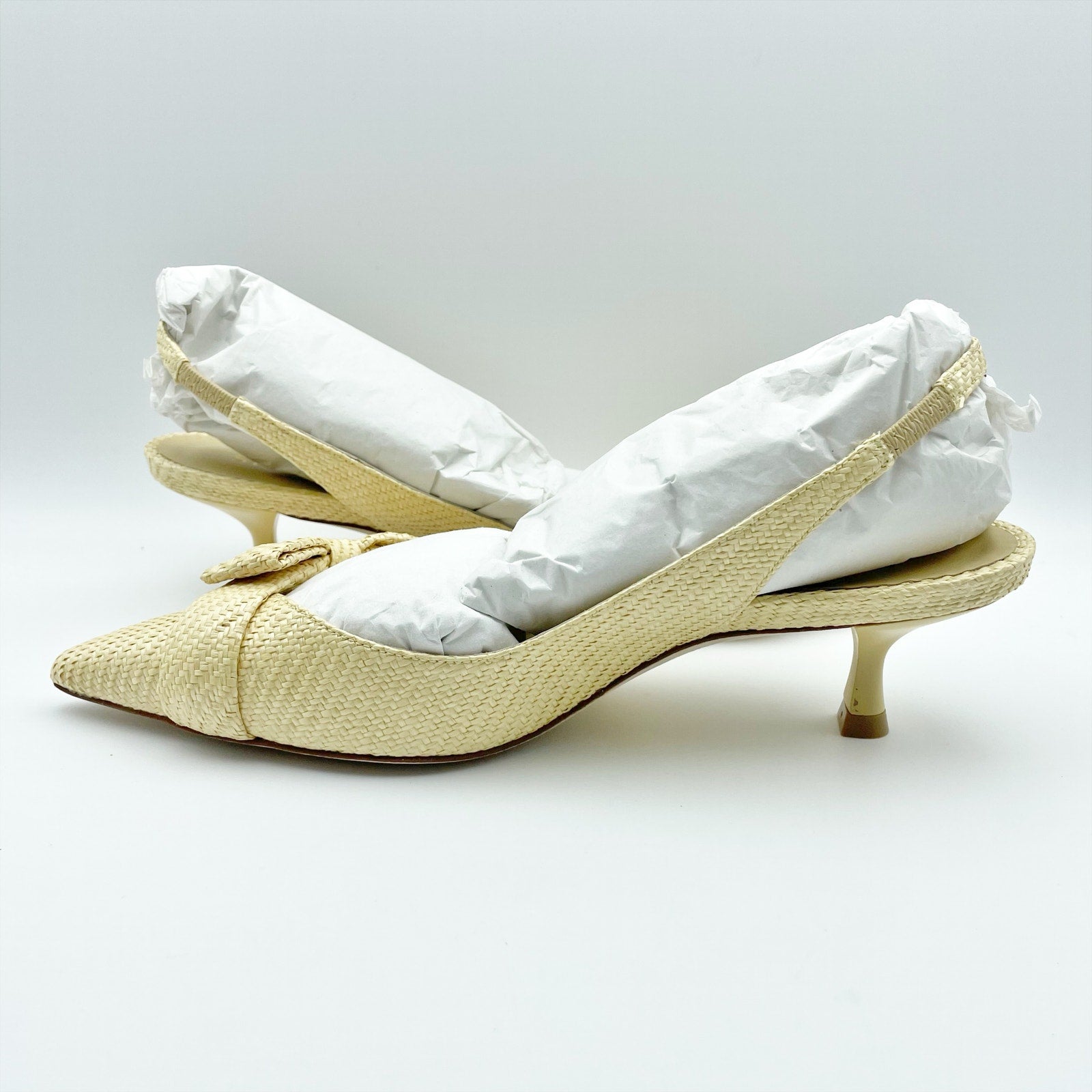 Stuart Weitzman Womens Sofia 50 Slingback Heels US 7.5 B EU 38 Beige NIB