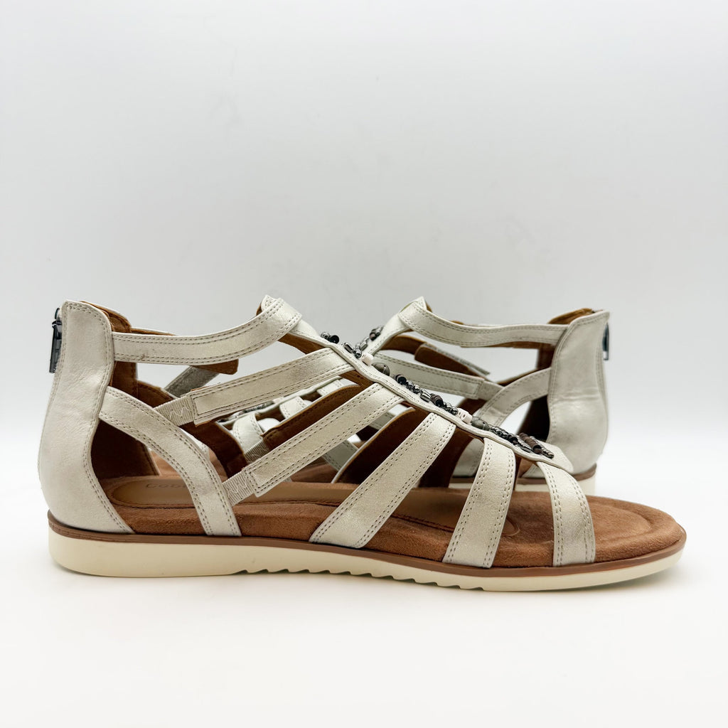 Cobb Hill Womens Zion Gladiator Sandal US 10 Taupe Metallic Beaded NWOB
