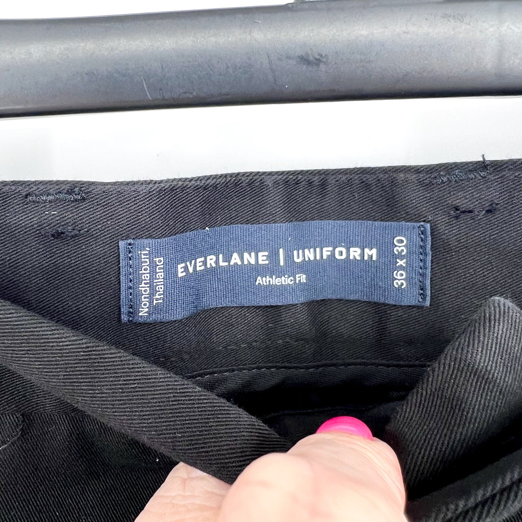EVERLANE Uniform Mens Performance Chino Pants 36x30 Black Athletic Fit NWT