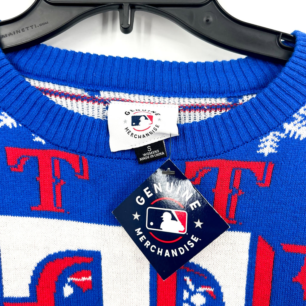 MLB GENUINE MERCHANDISE Texas Rangers T Snowflakes Sweater Small Royal Blue NWT