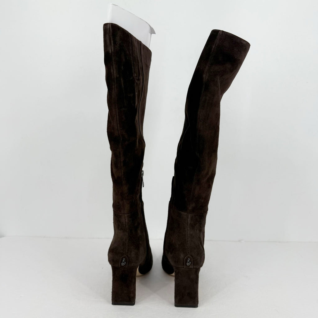 SAM EDELMAN Womens Sylvia Knee High Boots US 10M WIDE CALF Brown Suede NWOB