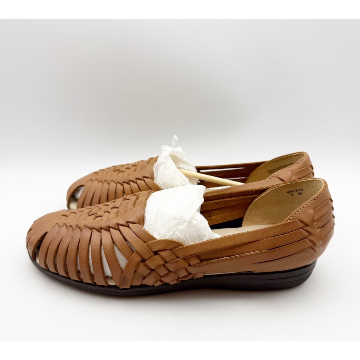 Comfortiva Womens Trinidad Sandals Size 8 Wide EU 38-39 Tan Leather Huarache NIB