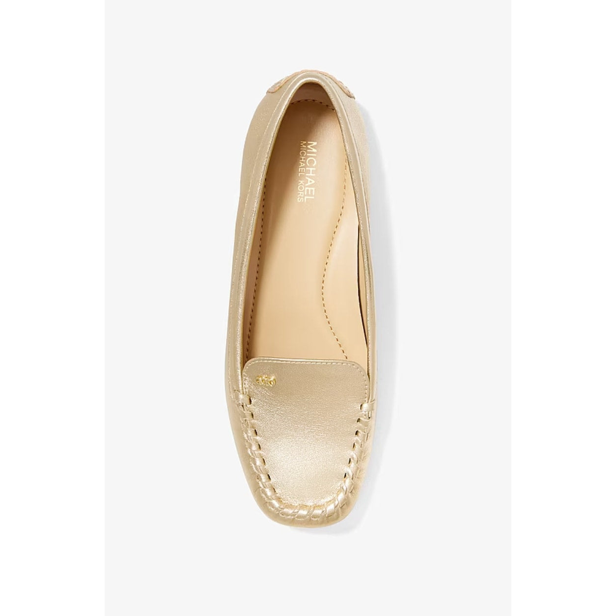 MICHAEL KORS Womens Eve Loafers Size 10 Metallic Gold Leather Slip-On NWOB