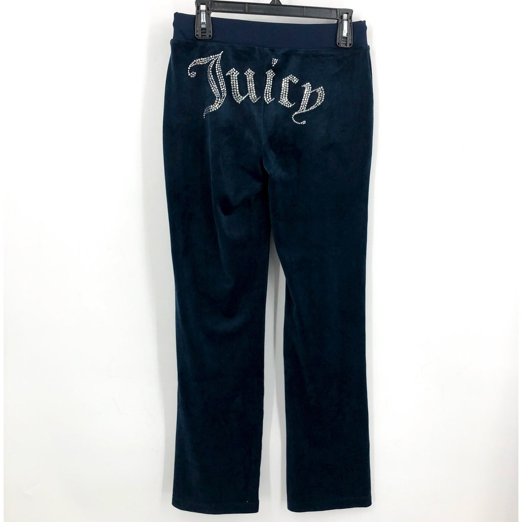 JUICY COUTURE Women's Velour Pants Small Regal Blue Straight Leg Rib Waist NWT