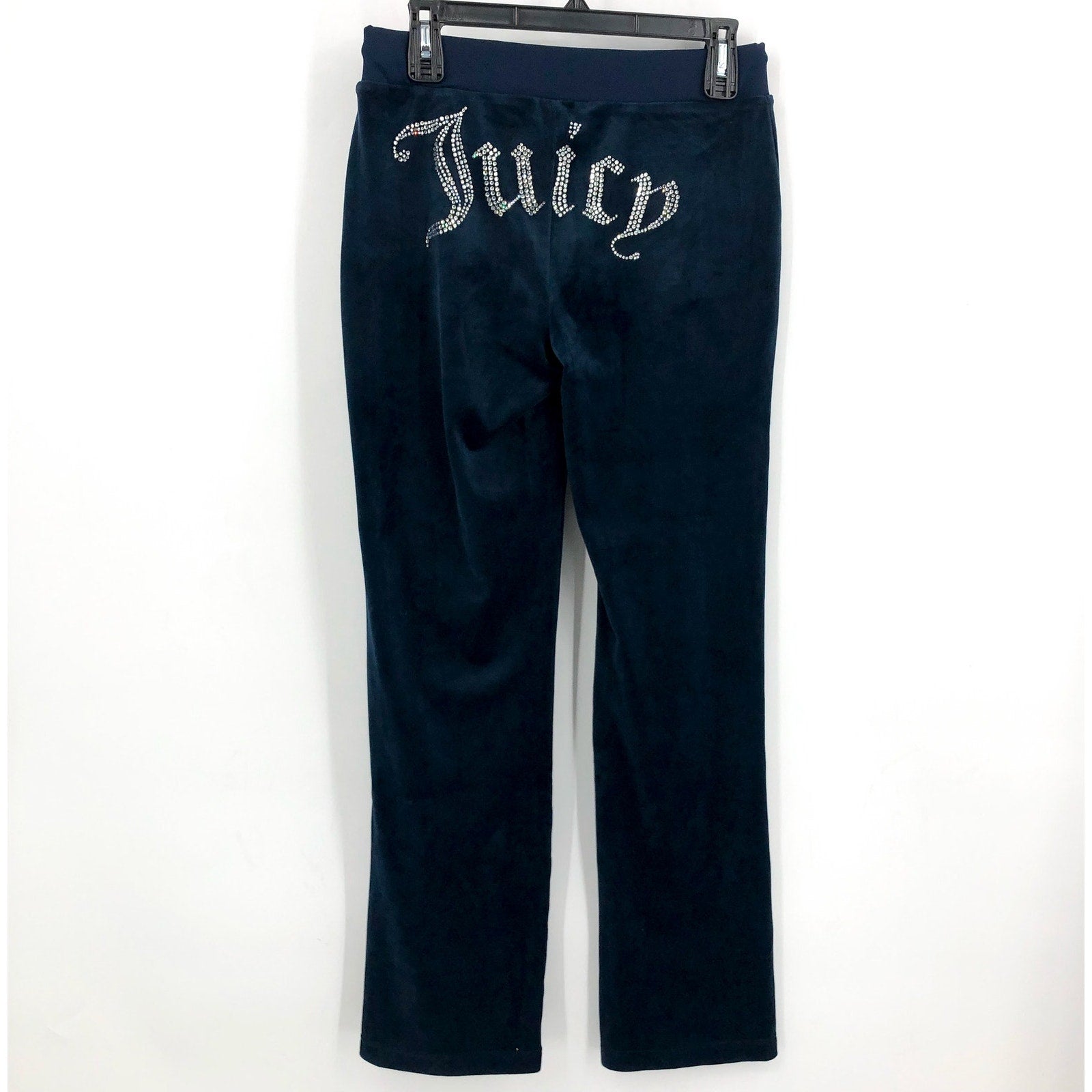 JUICY COUTURE Women's Velour Pants Small Regal Blue Straight Leg Rib Waist NWT