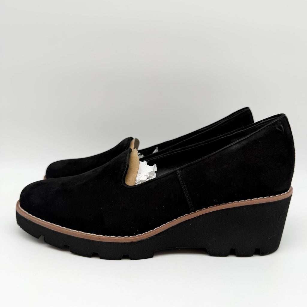 Vionic Womens Willa Wedge Loafers Size 9 M EU 40 Black Suede Slip On NIB