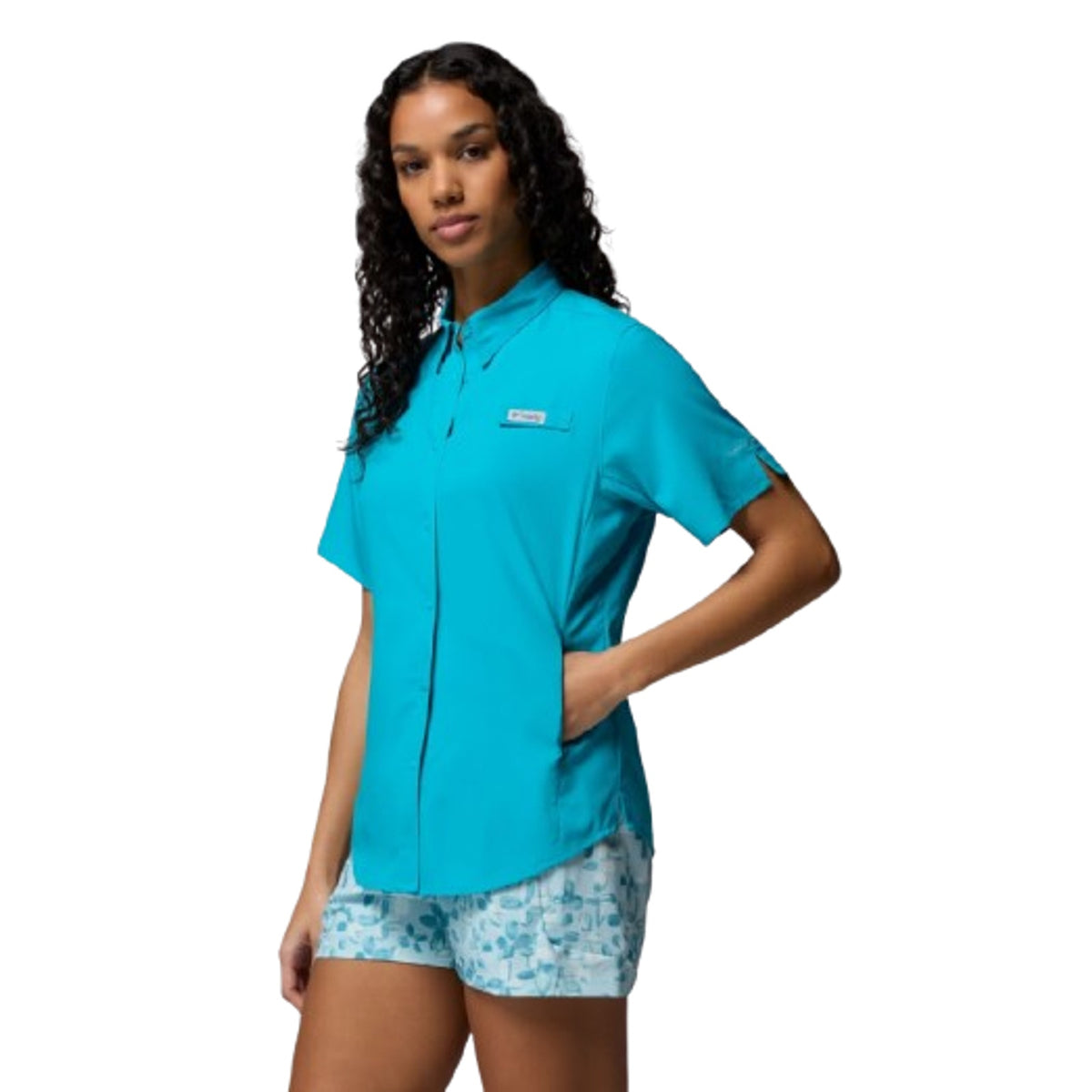 COLUMBIA Women's PFG Tamiami II Shirt XS Blue Ocean Teal Short Sleeve NWT