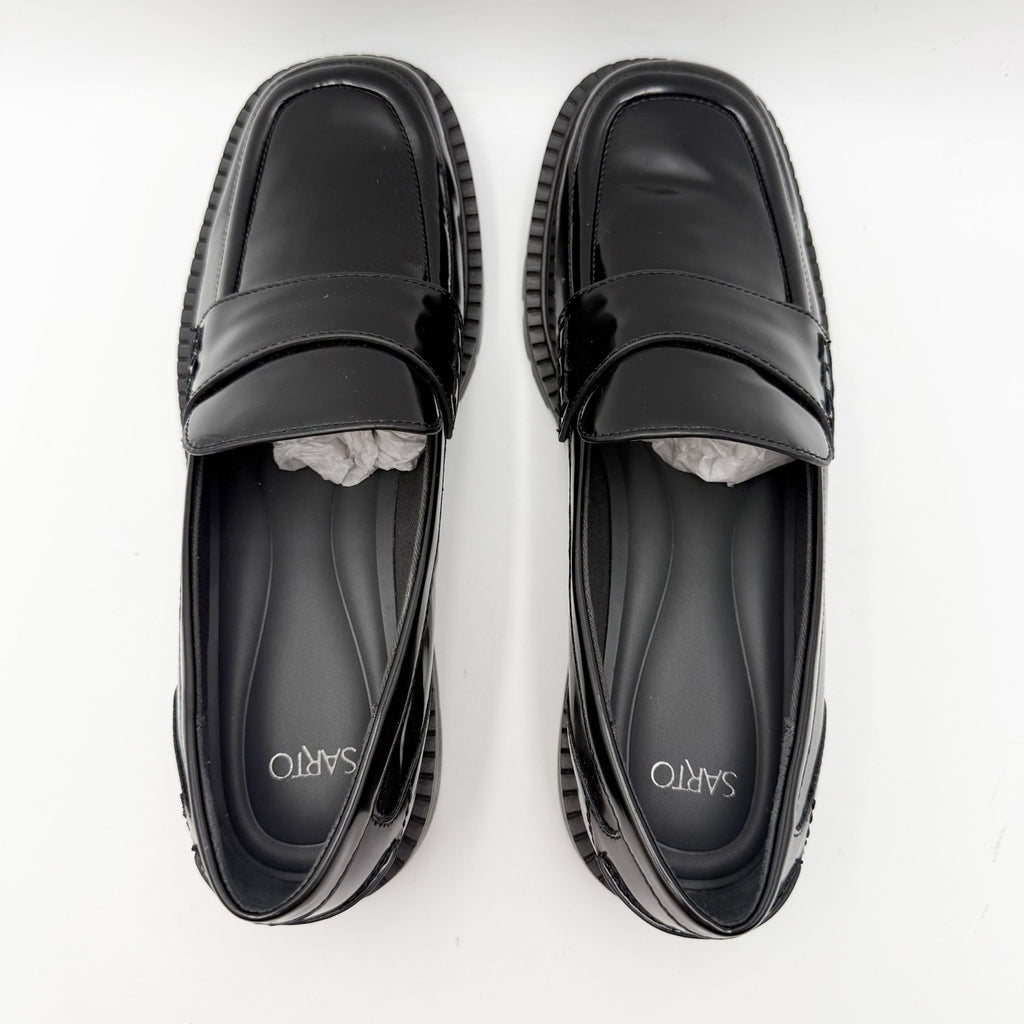 Franco Sarto Womens Darby Loafers Size 10 M EU 41 Black Faux Patent NIB