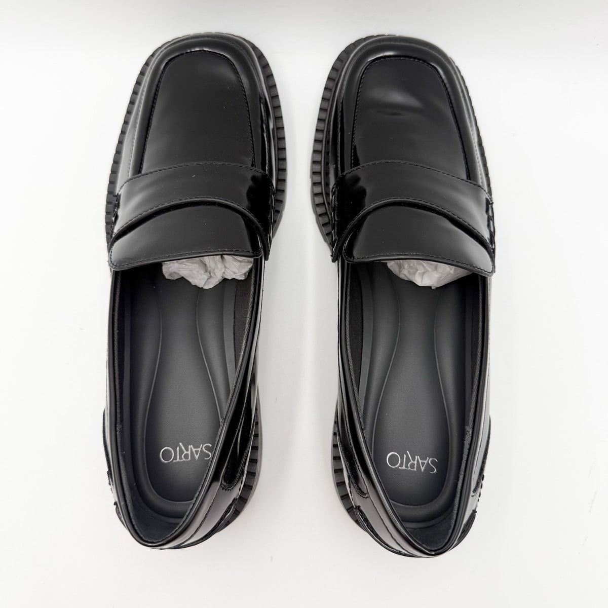 Franco Sarto Womens Darby Loafers Size 10 M EU 41 Black Faux Patent NIB