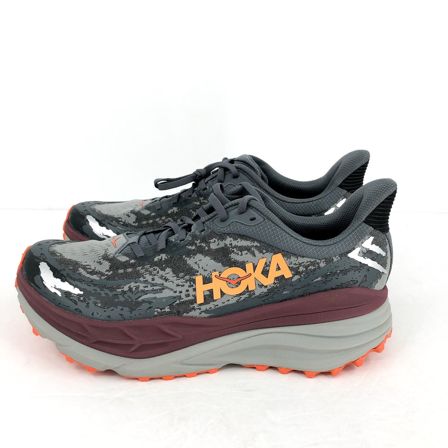 Hoka One Mens Stinson 7 Running Sneakers US 12.5 D Grey Red Athletic NIB