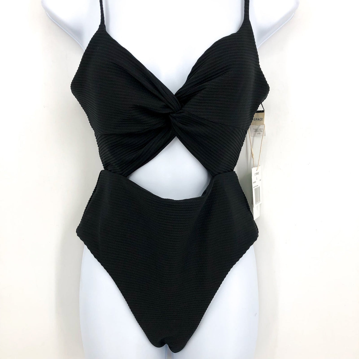 L*SPACE Women's Repreve Kyslee One Piece Swimsuit XS Black Eco Chic NWT