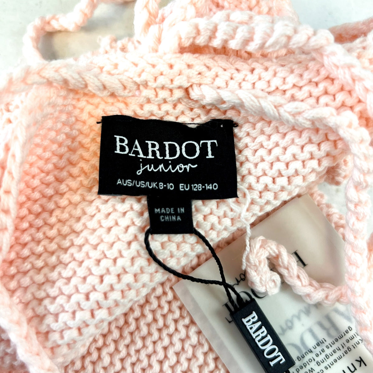 BARDOT JUNIOR Girls Andi Knit Tank Top Medium Size 8-10 Peach Pink Tie Back NWT