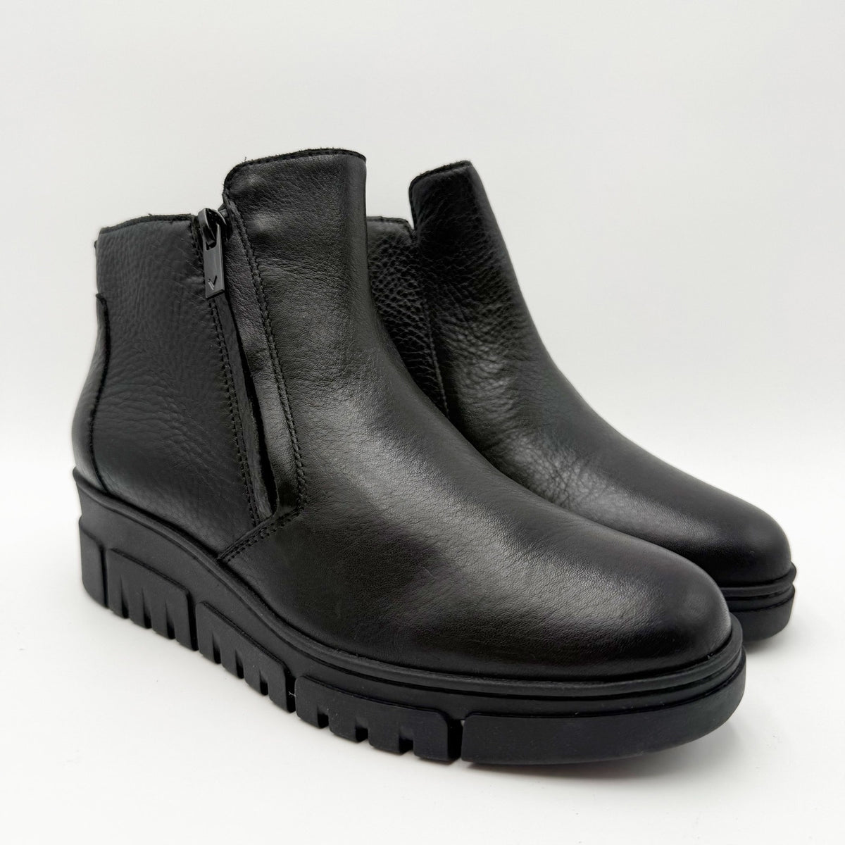 Vionic Womens Uptown Sur Ankle Boots Size 7 EU 37 Black Leather Wedge NIB