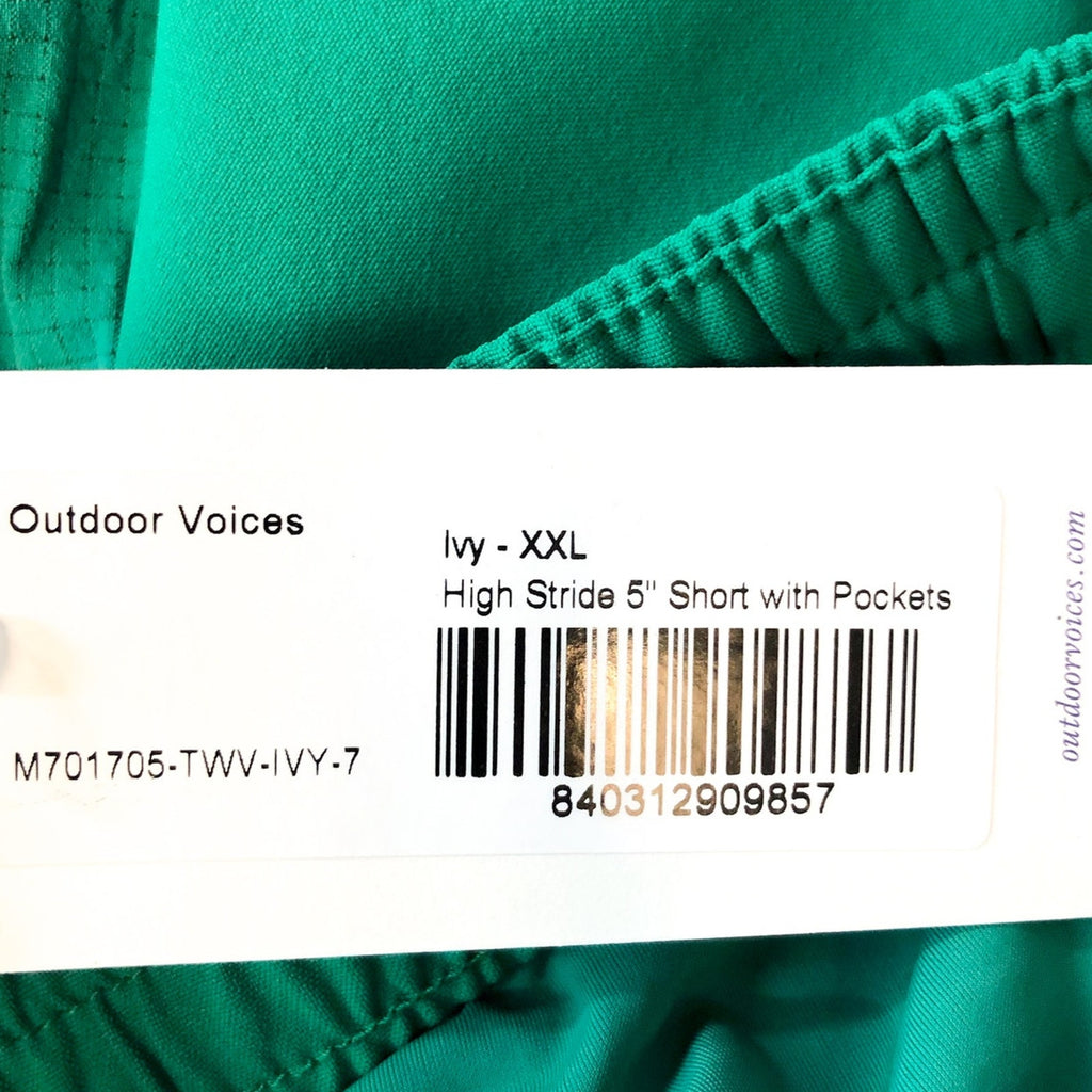 OUTDOOR VOICES Mens High Stride 5" Athletic Shorts XXL Ivy Green Lightweight NWT