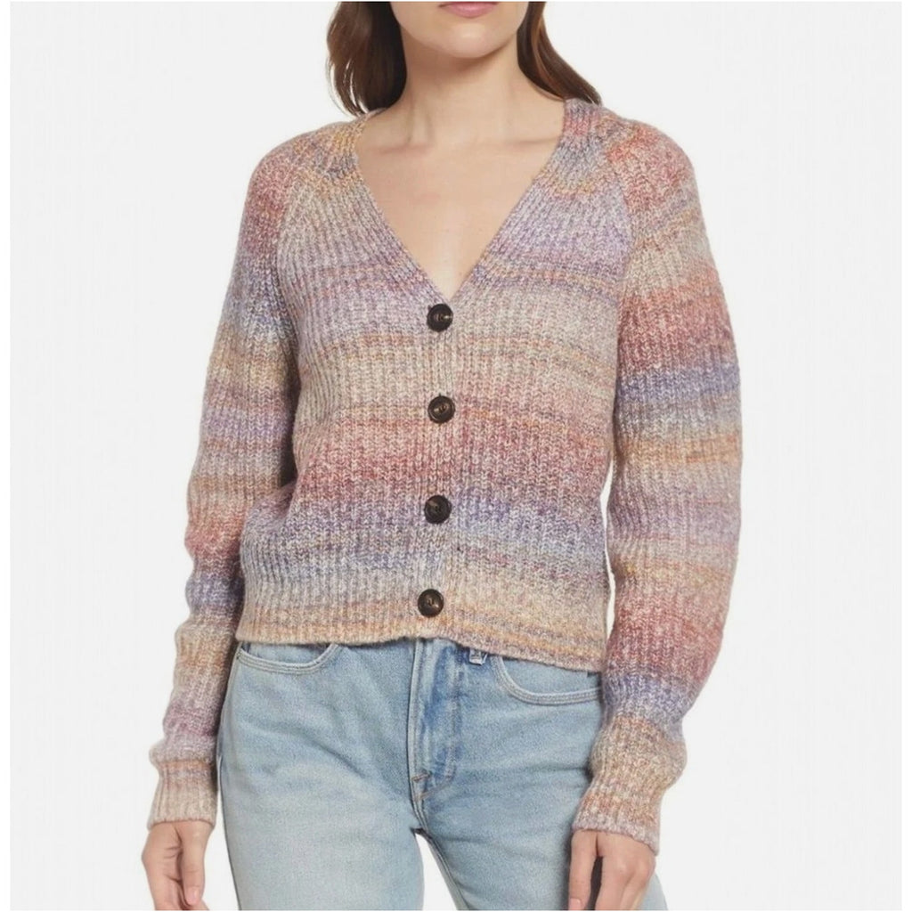 RAILS Womens Josie Space Dye Cardigan XL Multi Amethyst Cotton Blend Sweater NWT